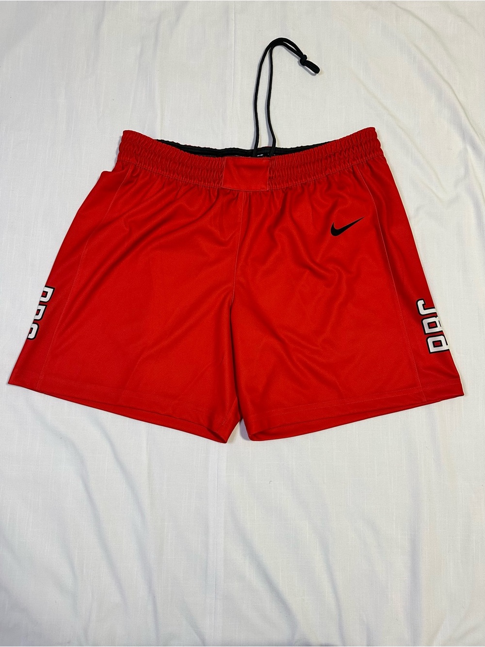 Nike Men’s Red Athletic Training Shorts with Black Swoosh